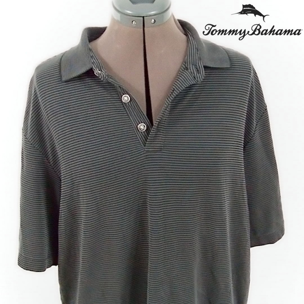 Tommy Bahama Black Polo, Golf Shirt Large